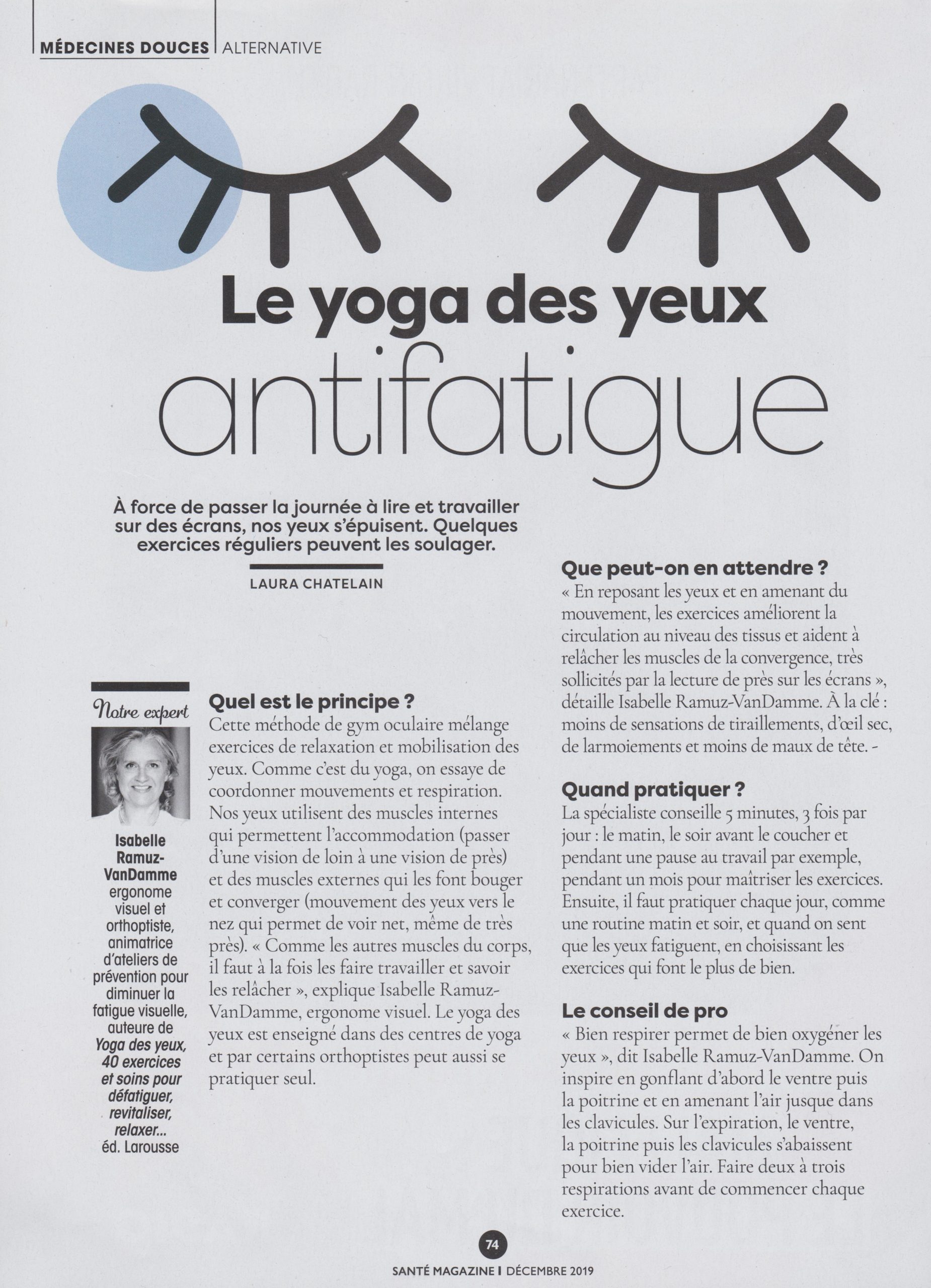 Santé-Magazine-N°528-Décembre-2019 article yoga des yeux