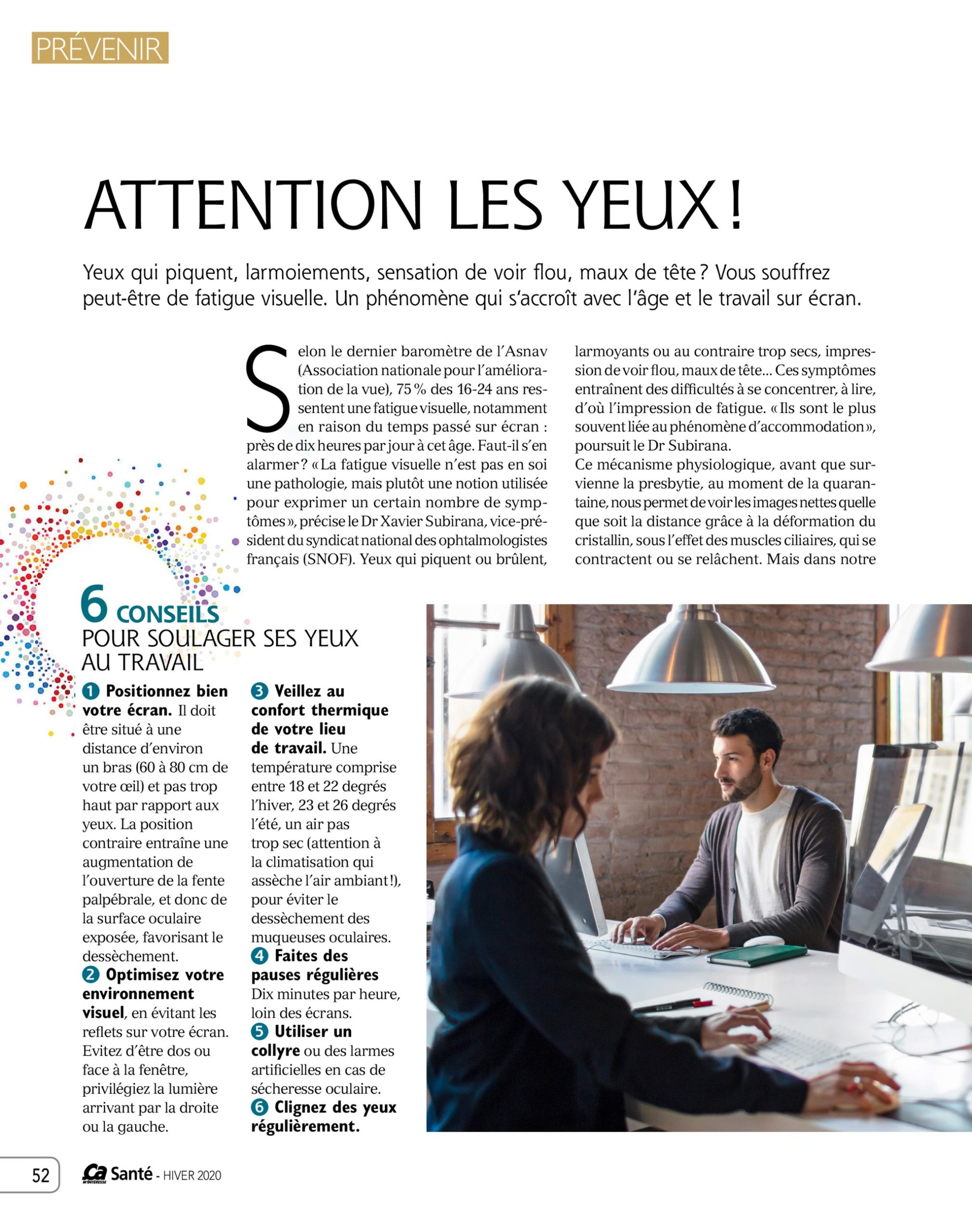 Ca SANTE Yoga des Yeux parution presse 2020