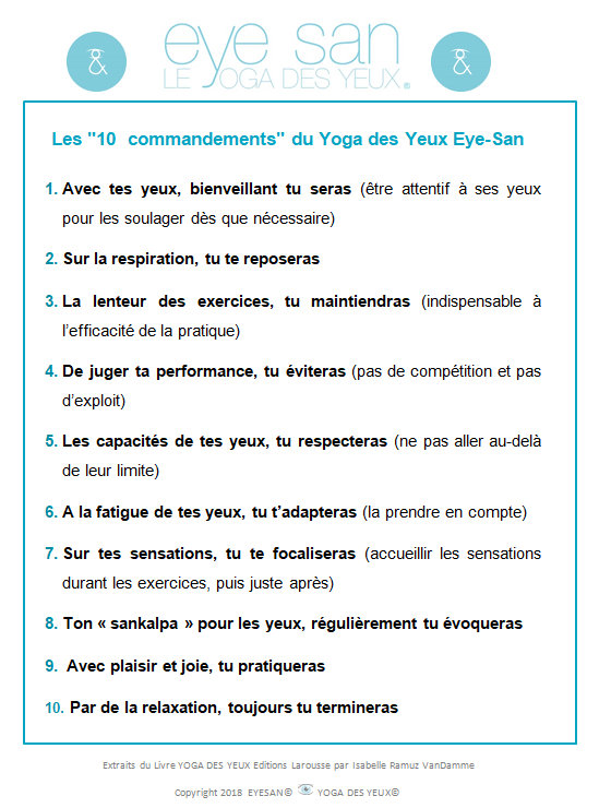 les 10 commandements du Yoga des Yeux Eye-San